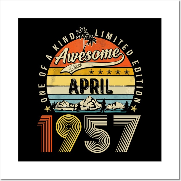 Awesome Since April 1957 Vintage 66th Birthday Wall Art by PlumleelaurineArt
